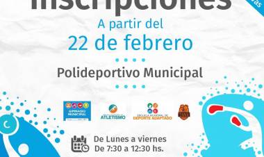 El lunes 22 de febrero la Dirección de Deportes abren las inscripciones del plan anual 2021 