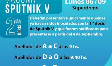 Doble Operativo de Vacunación COVID 19, lunes 6 de septiembre