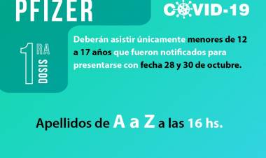 Operativo Vacunación COVID 19, lunes 1 de noviembre