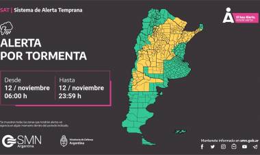 Hay alerta por tormentas para toda la provincia y cayó granizo en Río Cuarto