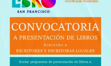 Municipio convoca a autores locales a participar de la 8º edición de la Feria del Libro Ciudad de San Francisco 2025