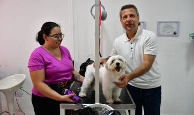 Bernarte visitó un emprendimiento en la ciudad: “Patitas Mojadas”, una peluquería canina con sello local