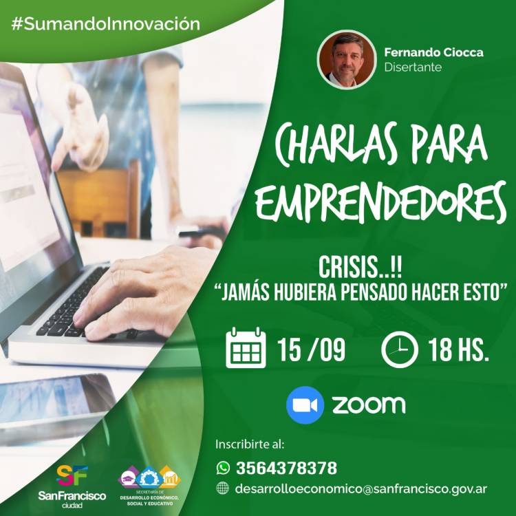 Nueva charla virtual a cargo del Cluster Emprendedor San Francisco