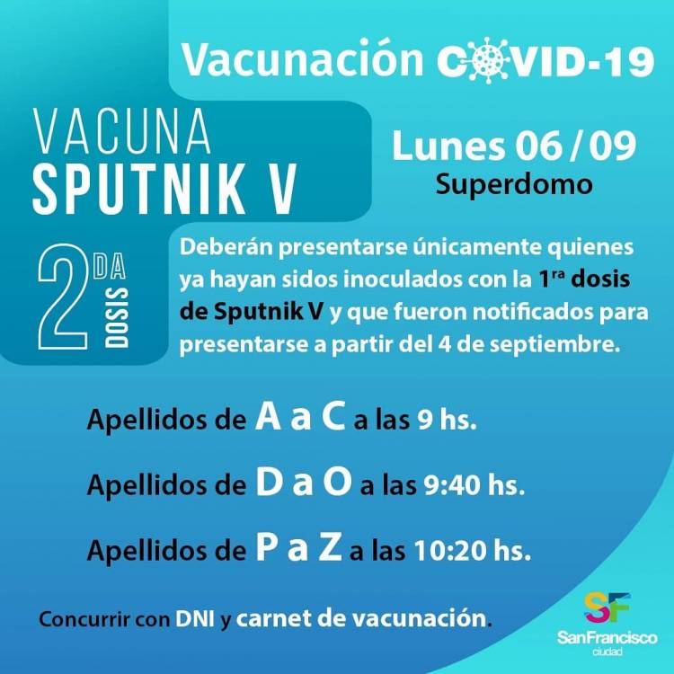 Doble Operativo de Vacunación COVID 19, lunes 6 de septiembre