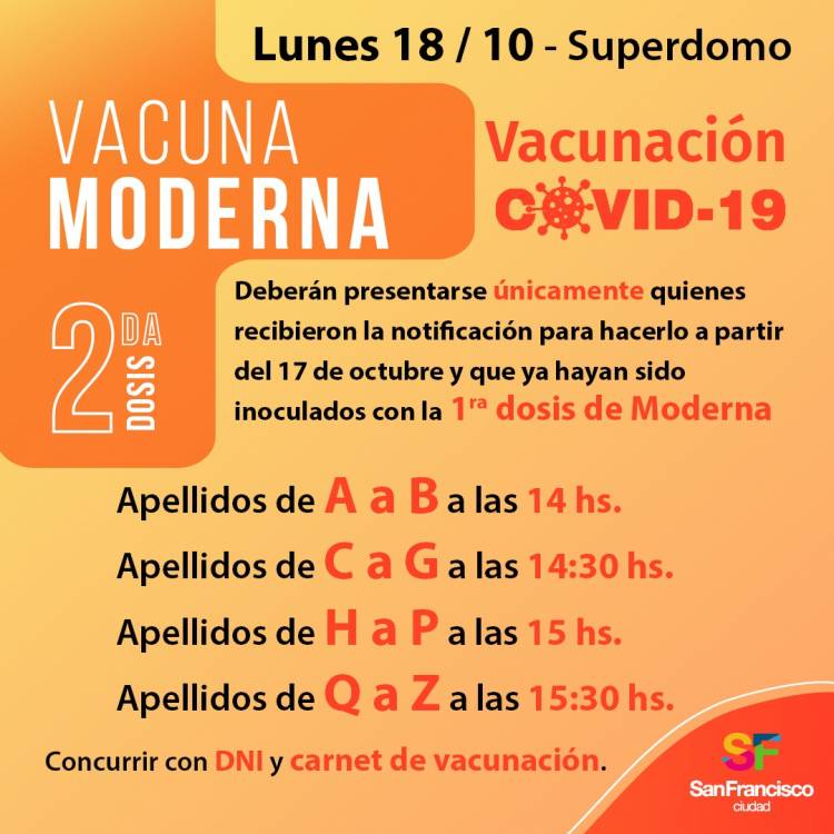 Operativo Vacunación COVID 19, 18 al 20 de octubre