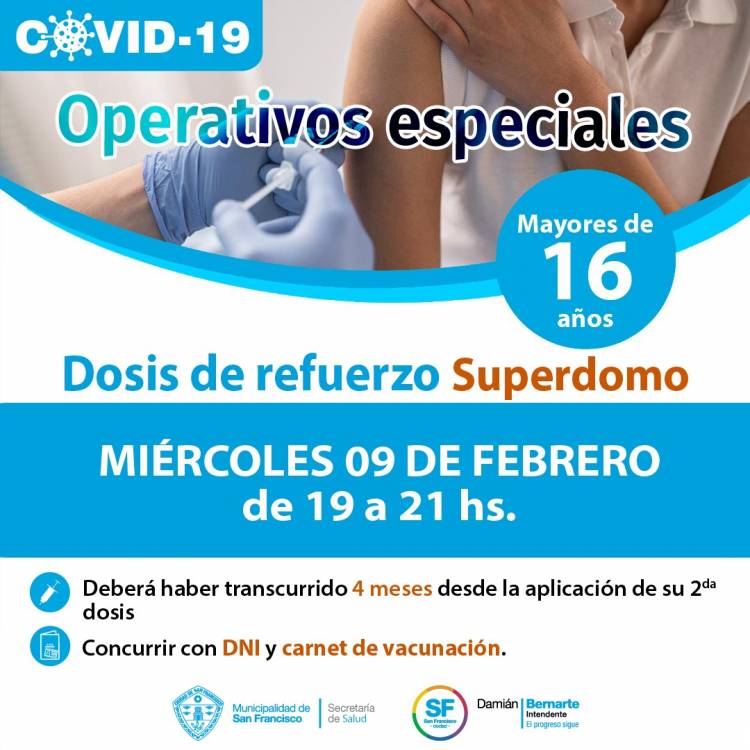 Operativo de vacunación Covid-19 para mayores de 16 años