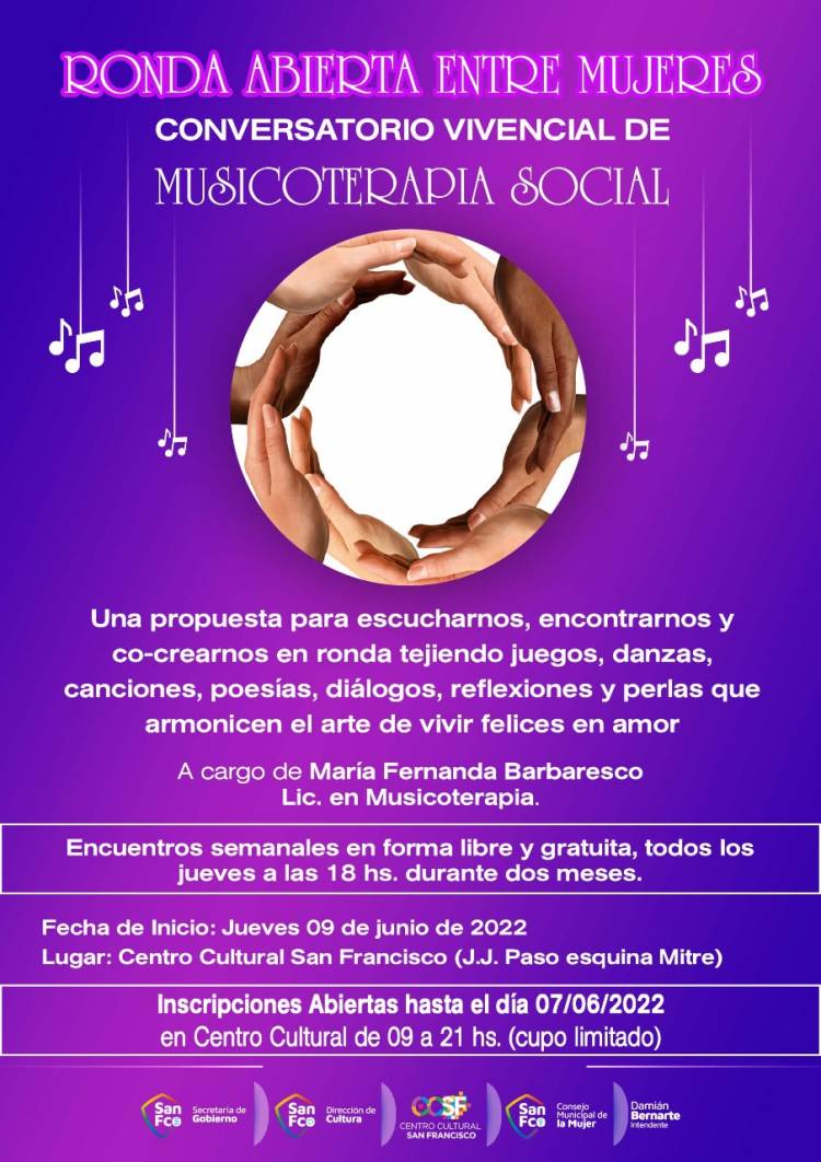 Ronda abierta entre mujeres, encuentros para la reflexión y el diálogo a través de musicoterapia