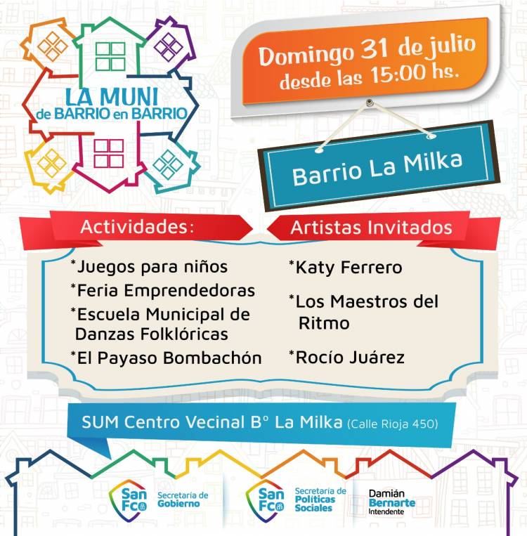 La Muni de Barrio en Barrio: la tercera fecha tendrá lugar en barrio La Milka