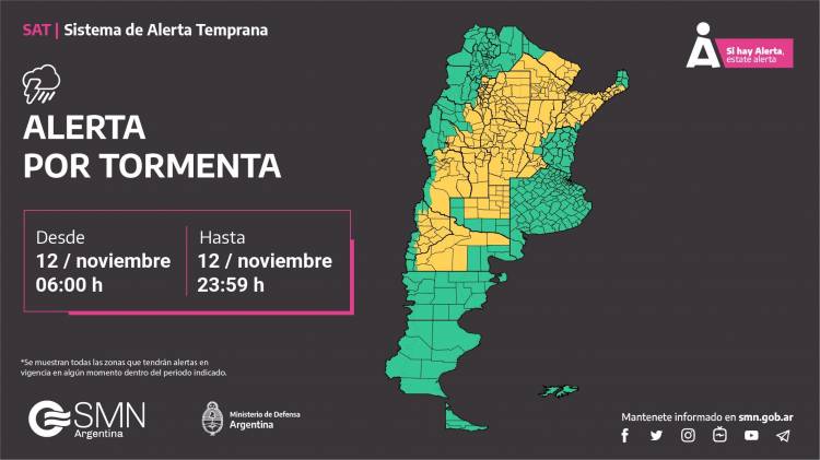 Hay alerta por tormentas para toda la provincia y cayó granizo en Río Cuarto