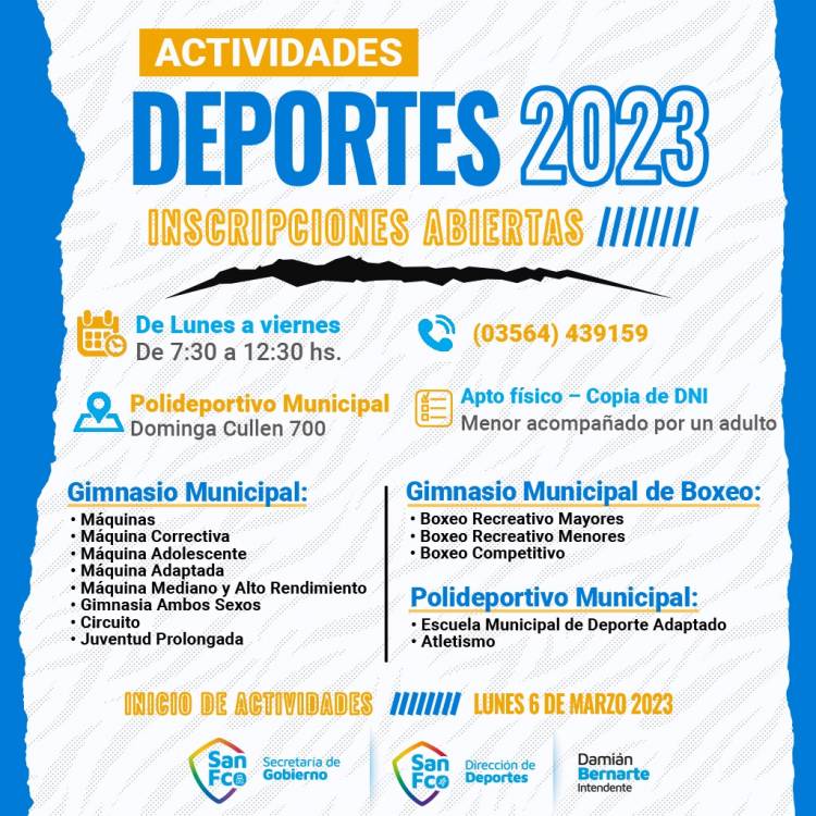 Se anunció el Plan Anual de Deportes 2023