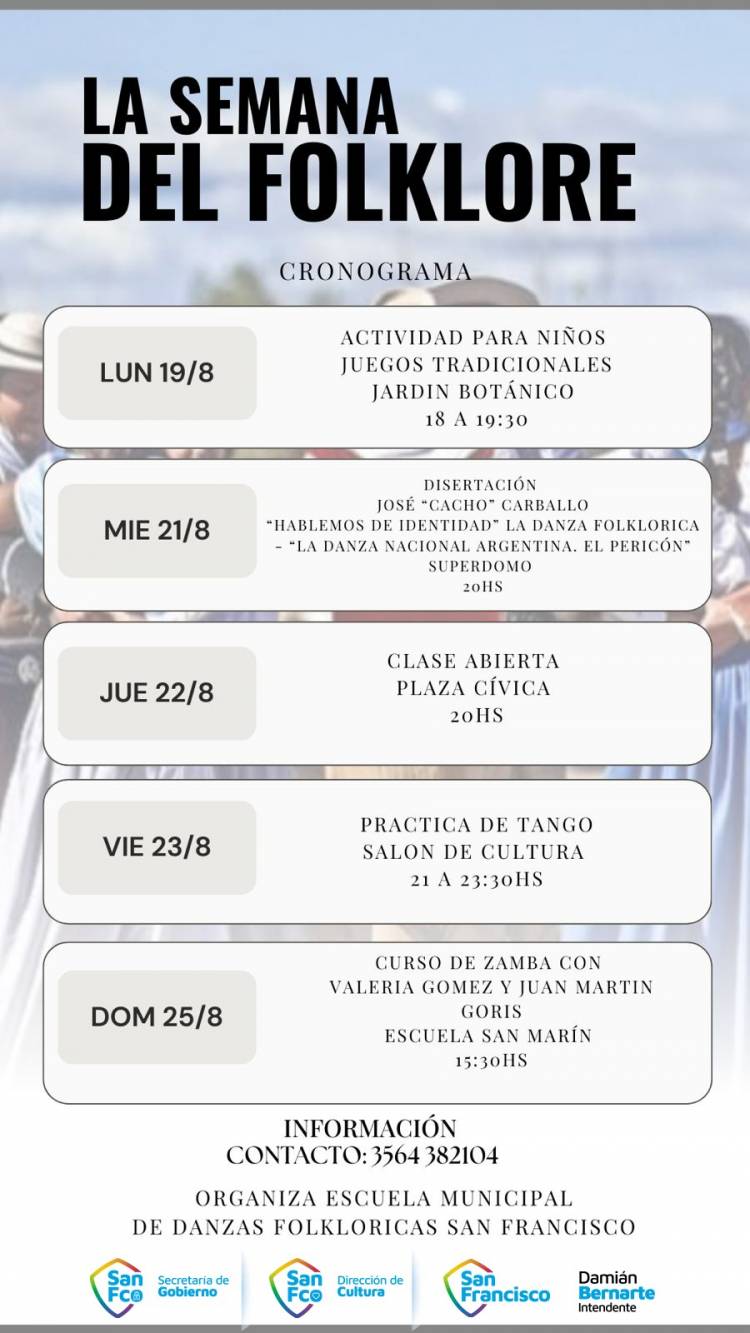La Escuela Municipal de Danzas Folklóricas organiza distintas actividades en la Semana del Folklore