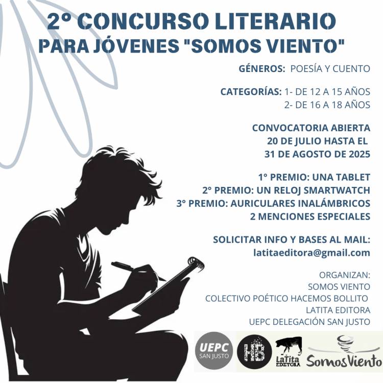 Comenzó la convocatoria para la 2° Edición del Concurso Literario “Somos Viento”