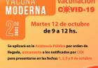 Vacunación COVID-19, cronograma del 12 al 15 de octubre