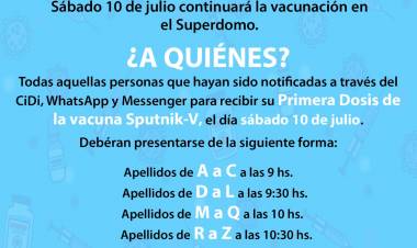 Nuevo operativo de vacunación COVID 19, sábado 10 de julio