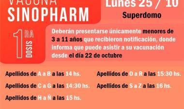 Operativo Vacunación COVID 19, del 25 al 27 de octubre