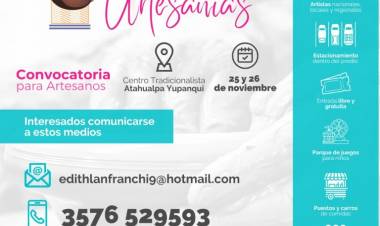 Convocan artesanos para participar de la Feria Nacional de Arroyito