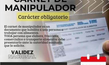 El municipio convoca a interesados en obtener el carnet de manipulador de alimentos