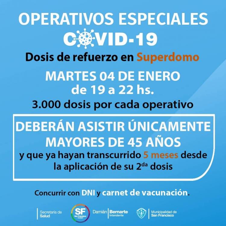 Vacunación Covid-19: el martes se vacunará a mayores de 45 años