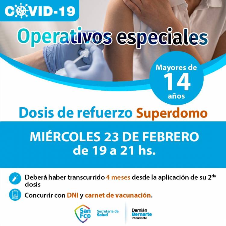 Operativo de vacunación Covid-19 para mayores de 14 años