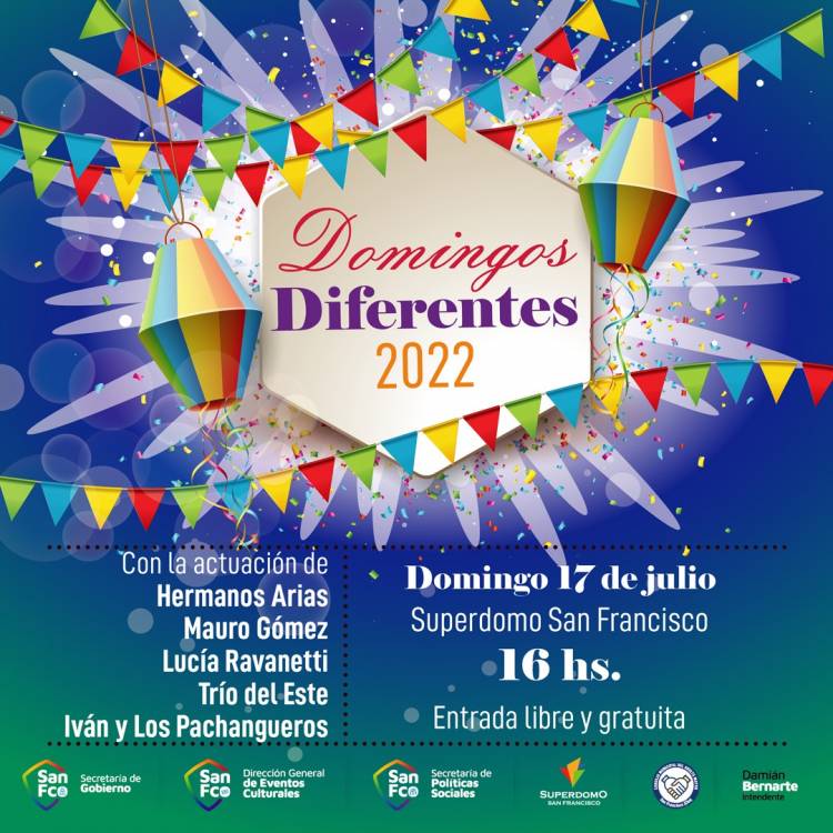 La Cuarta fecha del ciclo municipal Domingos Diferentes, adelanta su horario a las 16