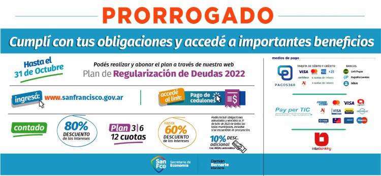 Se prorrogó el “Plan de regularización de deudas 2022”