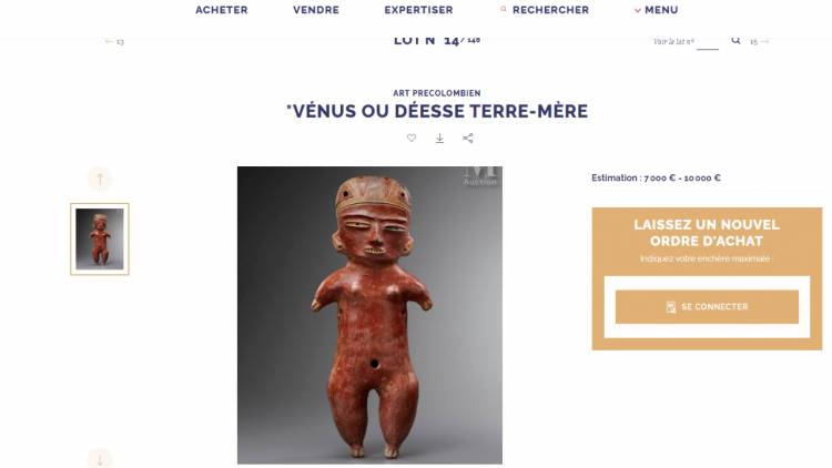 Países latinoamericanos reclaman por subasta de piezas precolombinas en París