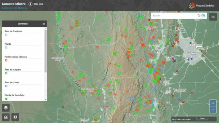 Idecor publicó el primer Mapa de Catastro Minero de Córdoba