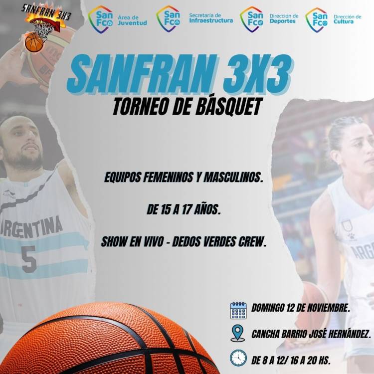 Primer torneo de básquet SANFRAN 3X3 en la ciudad