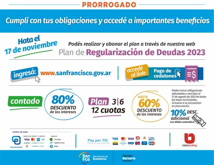 Prorroga del Plan de Regularización de Deudas