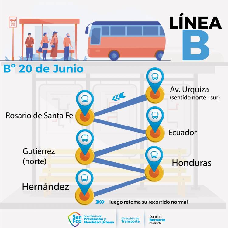 Modificación de recorrido de las Líneas B y C del transporte urbano de pasajeros