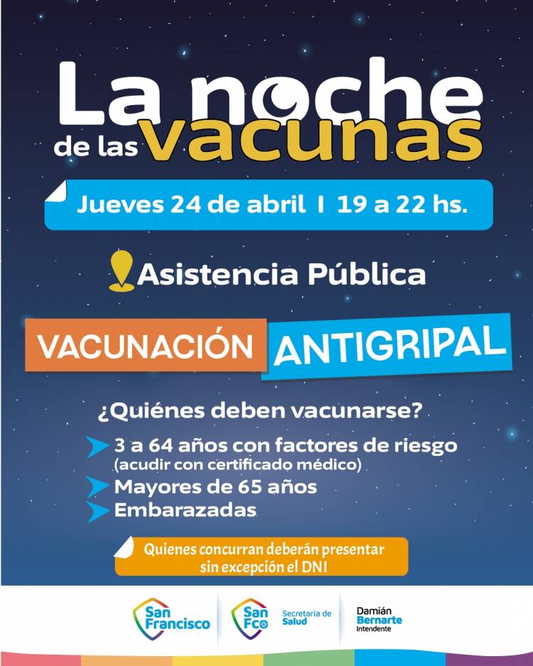 Este jueves se llevará a cabo la Noche de las Vacunas