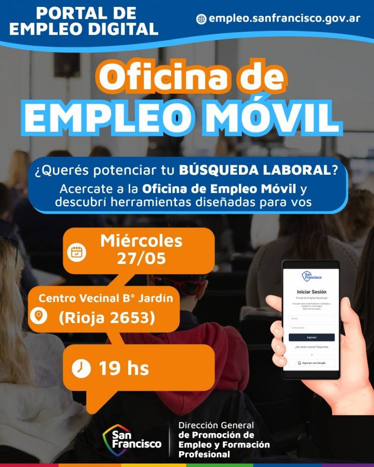 La Oficina de Empleo Móvil llega mañana a Barrio Jardín