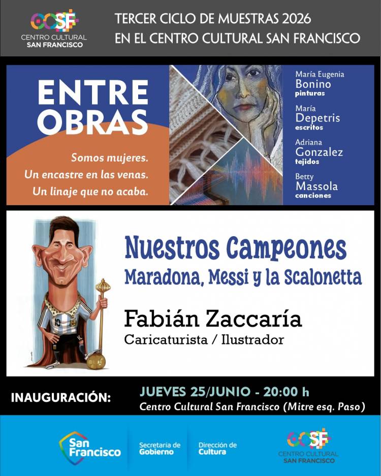 El Centro Cultural San Francisco inaugura un nuevo ciclo de muestras con arte, literatura, música y fútbol