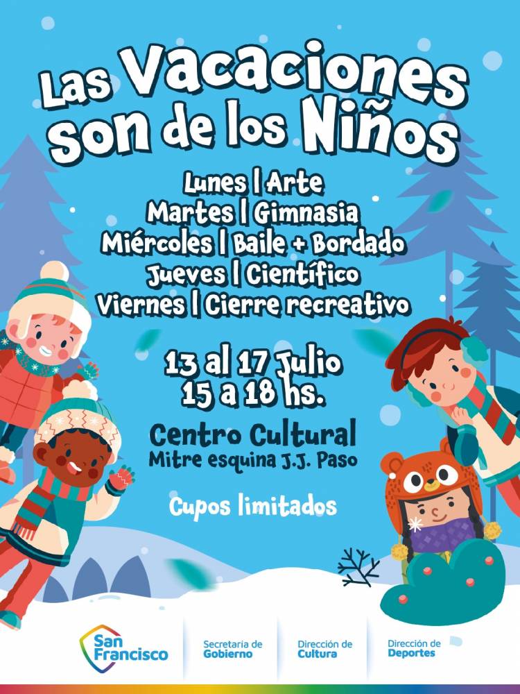 Vacaciones de invierno 2026: el municipio presenta una amplia agenda de actividades para niños y familias