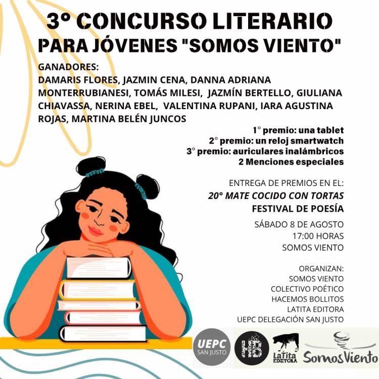 Se anunciaron los ganadores del 3° Concurso Literario para Jóvenes Somos Viento