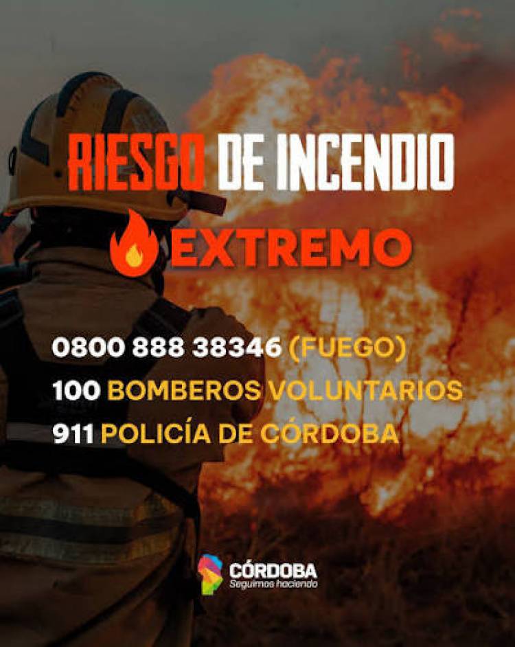 Alerta amarilla por incendios: este jueves el riesgo será EXTREMO