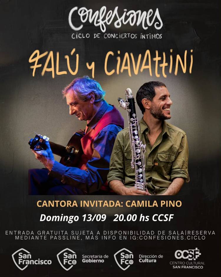 Juan Falú y Mauro Ciavattini llegan a San Francisco con una nueva edición de Confesiones