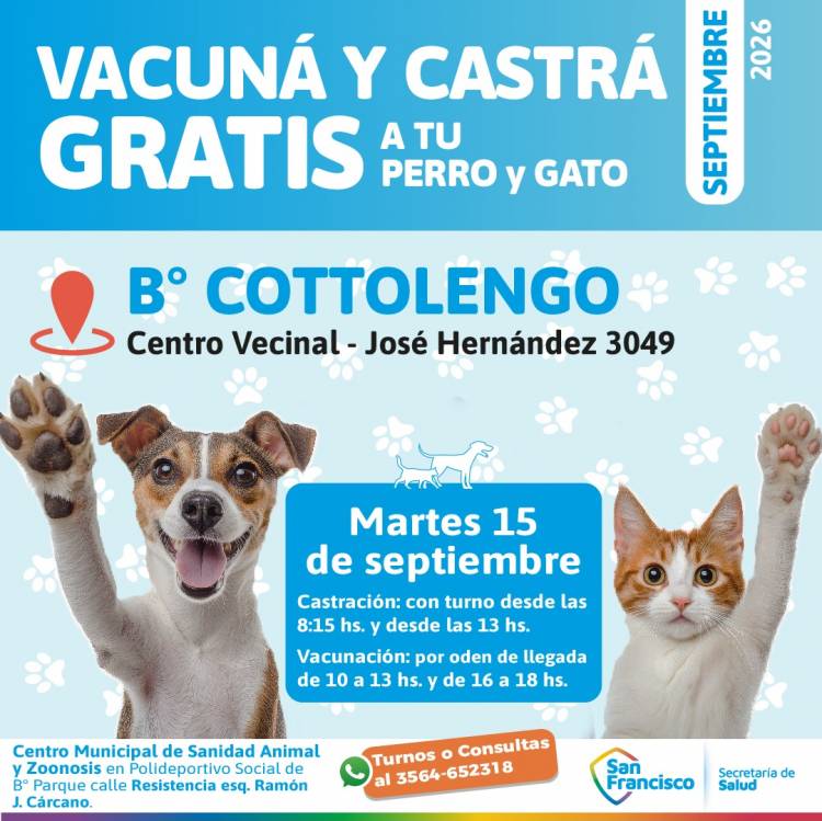 Cronograma de la campaña de vacunación antirrábica y castraciones para esta semana